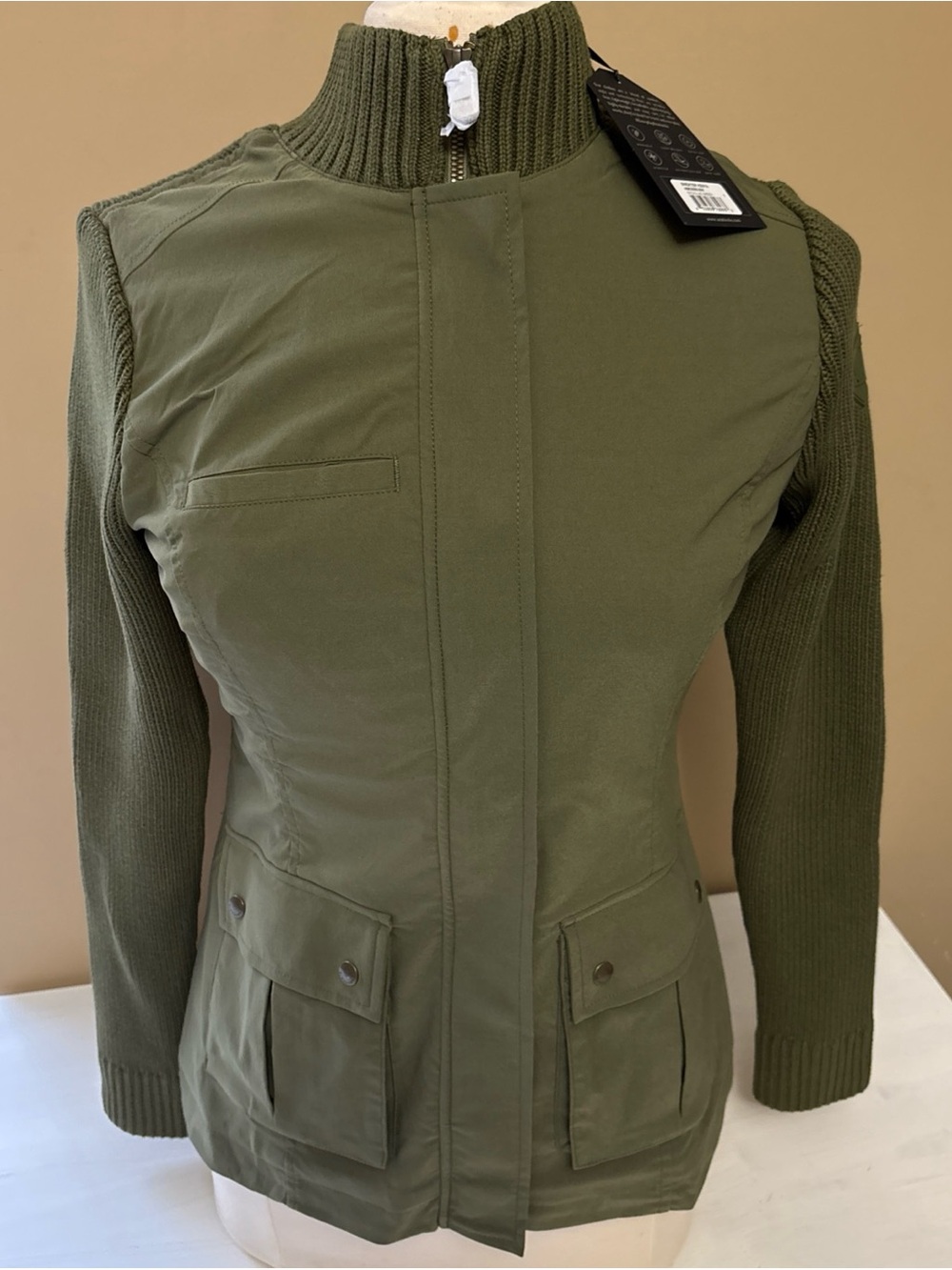 Anatomie Kenya sweater utility jacket Olive Green Knit-Sleeve women’s small